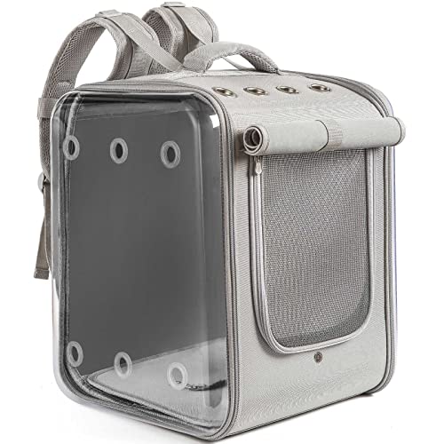 Image of Cat Backpack Carrier Large Pet Backpack Carrier, 17lbs Load-Bearing Ventilated Design Dog Backpack Carrier for Small Dogs, Sturdy Cat Bubble Backpack for Travel, Hiking & Outdoor Use, Grey