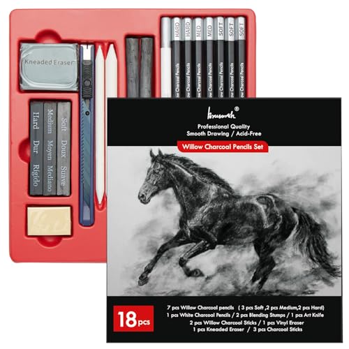 Charcoal Pencils Art Kit for Drawing (18 Pcs)