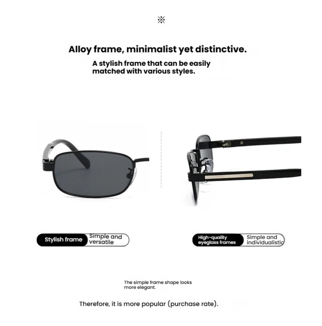 Trendige schmale quadratische Sonnenbrille für Damen, schmaler goldfarbener Metallrahmen, UV400-Sonnenbrille für Damen, Retro-Mode-Accessoire für Partys