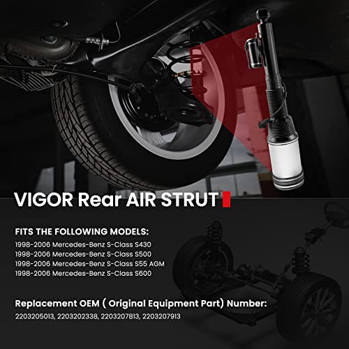 Vigor Rear Air Strut Absorber Compatible With 1998-2006 Benz S-Class W220 S430 S500 S55 Agm S600 Air Suspension Shock, Oem Replace Part Number 2203205013, 2203202338 #TOP6