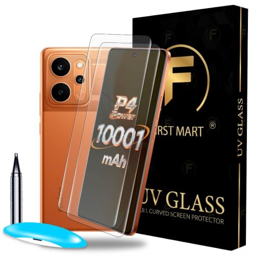 Image of FIRST MART Military-Grade UV Tempered Glass for Realme P4 Power (6.8 Inch) - 9H Hardness,Full Adhesive UV, Bubble-Free, Edge to Edge [2 Pack]