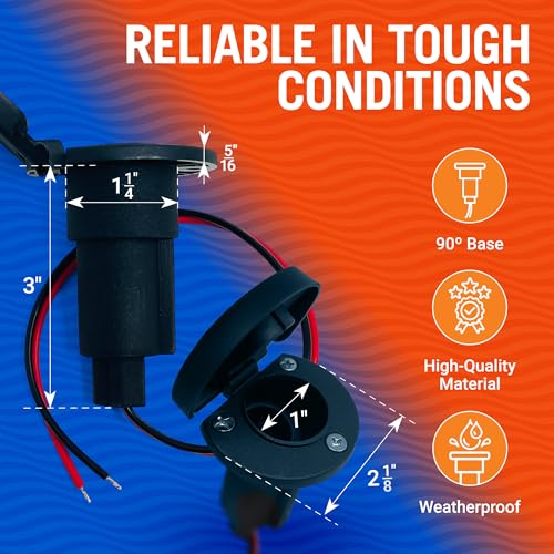 Image of Boat Stern Light Base, Navigation and Anchor Light Base Socket, 2-Pin Plug | Stern Lights, Vertical Slot Design for Boats