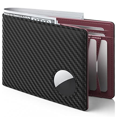 Wallet for Men with Stealth Pocket for AirTag, 3 in 1 Design, Removable ID Window, RFID Blocking, 15 Card Capacity, Slim Carbon Fiber, Bill Divider, Wallet with Gift Box, Hidden Storage for