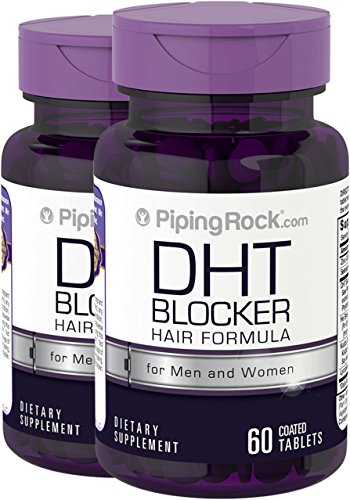 Piping Rock DHT Blocker Hair Formula for Men & Women 2 Bottles x 60 Coated Tablets Dietary Supplement