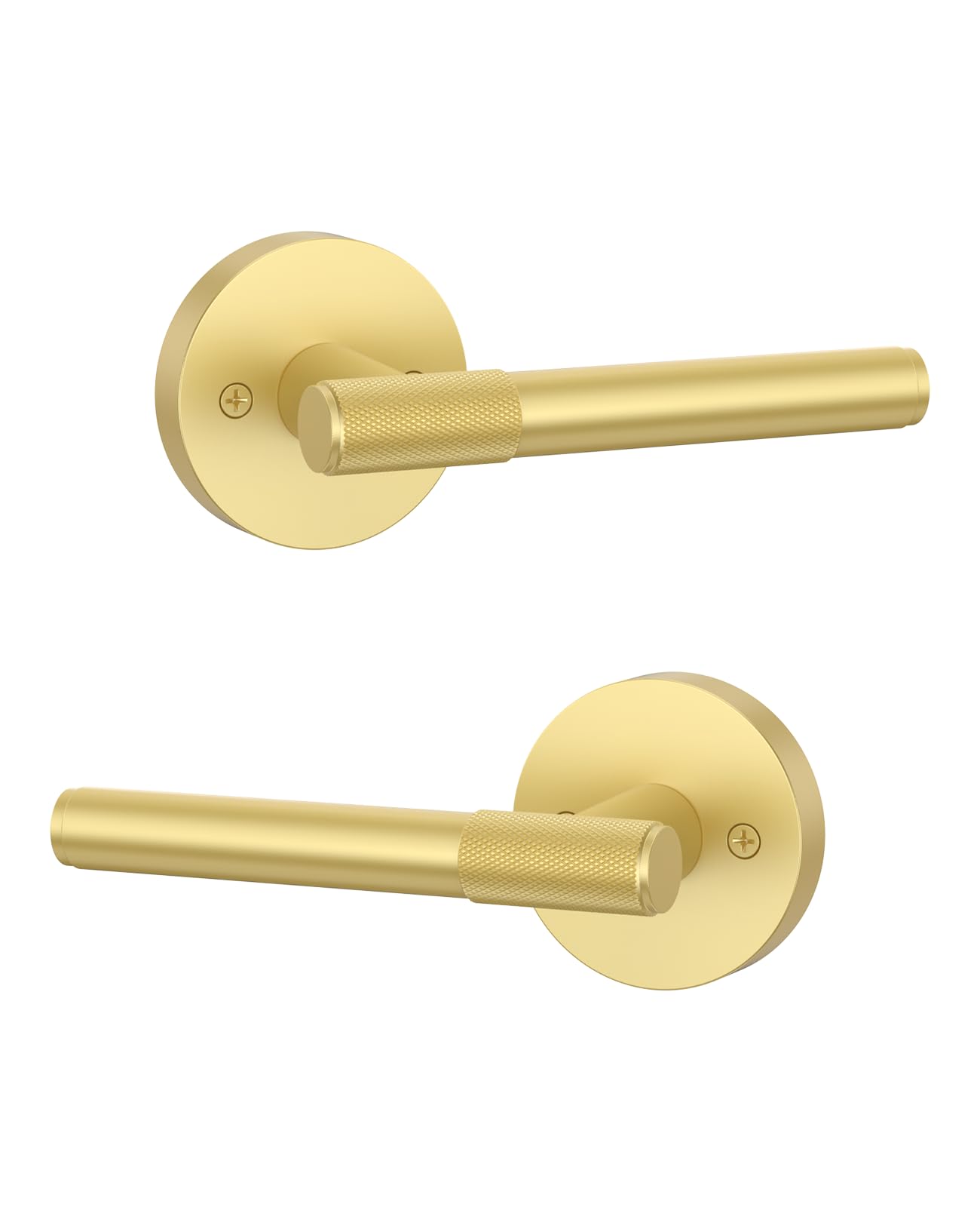 Asidrama 2 Pack Brushed Gold Dummy Door Handles, Non-Turning