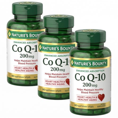 Nature's Bounty CoQ10, Supports Heart Health, Dietary Supplement, 200mg, 80 Rapid Release Softgels, (Pack of 2) - image 1