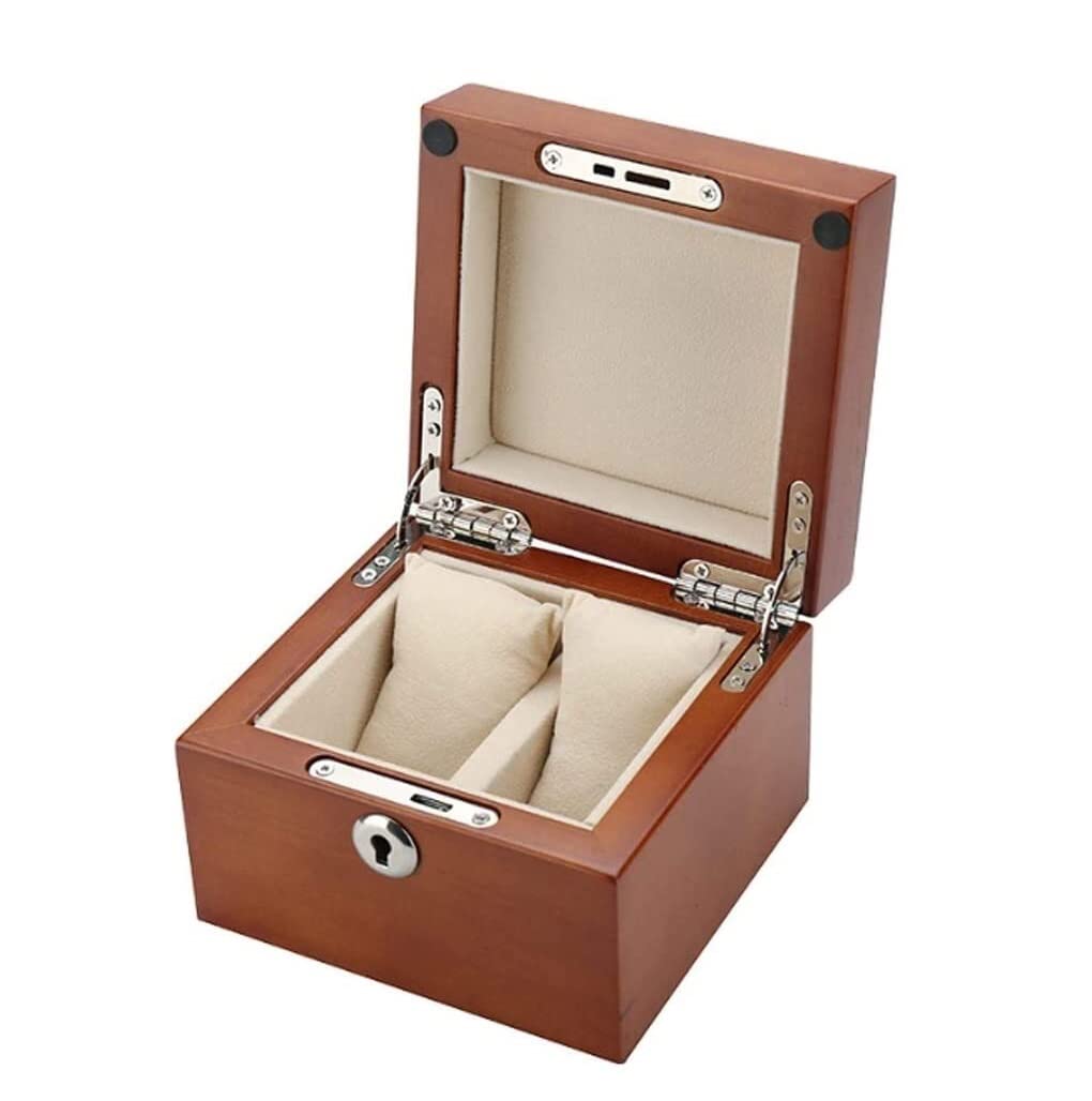 YNIYUJKL Watch Case 2 Grids Retro Wooden Watch Case Display Durable Jewelry Collection Storage Watch Box Organizer With Lock Watch Holder Watch Box,C,C
