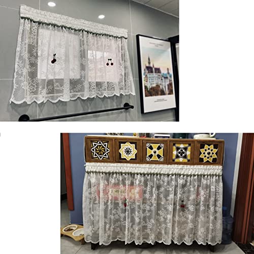 Cenefa de cortinas de encaje vintage para cocina y estantes chic 5