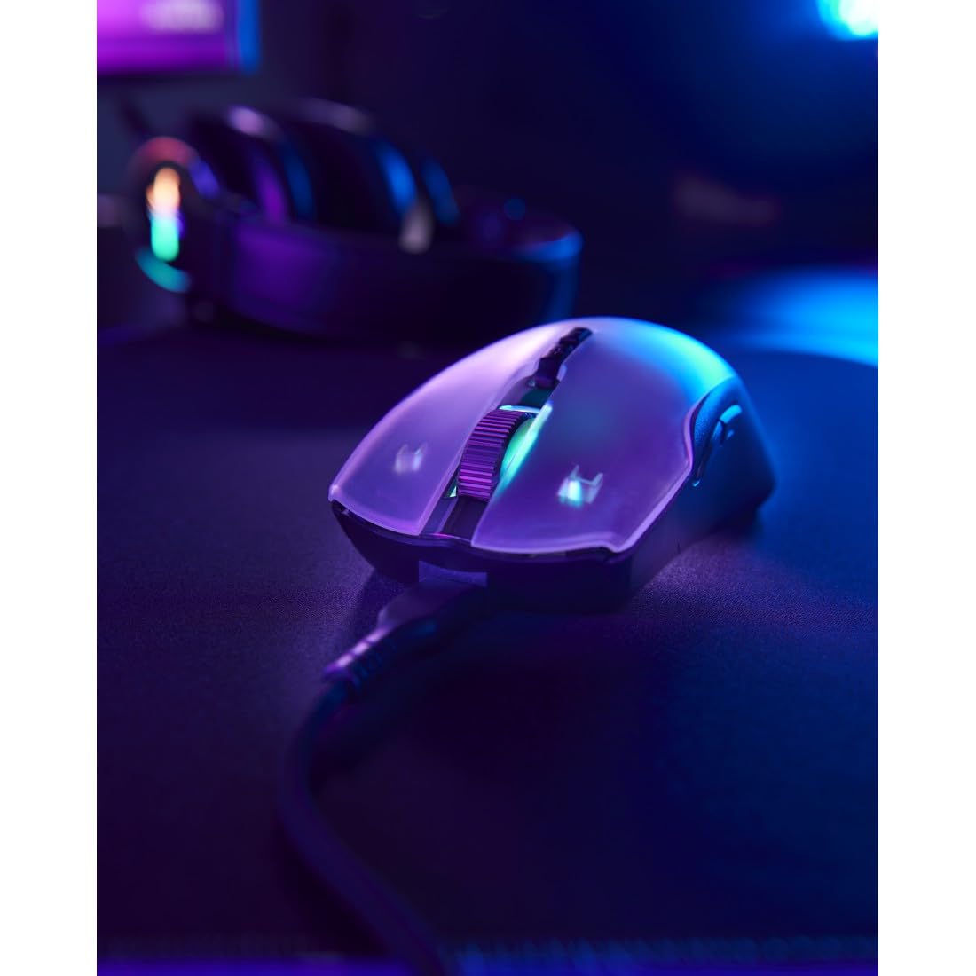 uRage - Ratón para Gamer con Cable (9 Botones programables, Sensor óptico de 12000 dpi, RGB, clics Gaming TTC-Golden, Cable USB-C Uflex) Negro