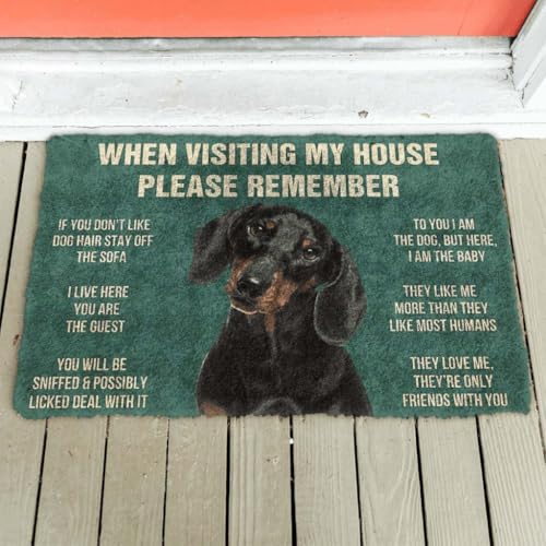 ���փ}�b�g �_�b�N�X�t���g�̌��̉Ƃ̃��[�����o���Ă����Ă������� 50×80cm doormat Please Remember Dachshunds Dog's House Rules