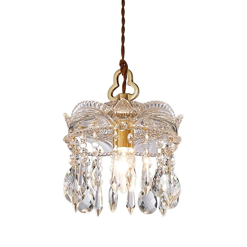 Lustre en verre suspendu rétro français éclairage de chambre réglable E17