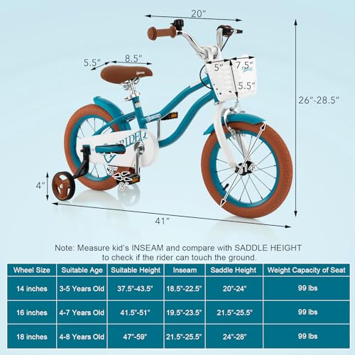 Image of BABY JOY Kids Bike, 12 14 16 18 20 Inch Boys Girls Bike w /Removable Basket