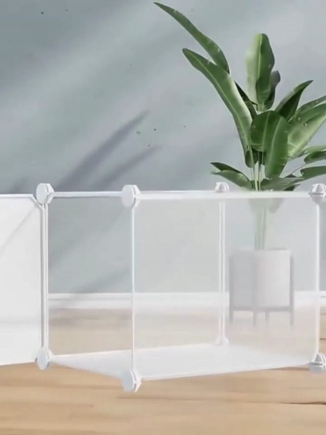 HUOLE Kast voor slaapkamer, kunststof, voor kinderen, roze, kubussen