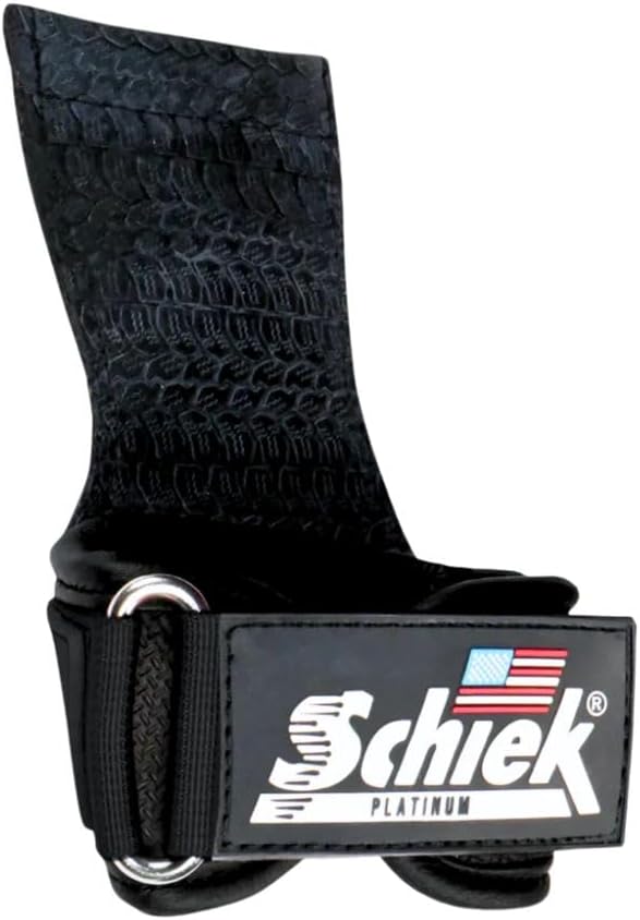Schiek Sports Model 1907 Platinum Edition Ultimate Grips - 3 in 1 Weight Lifting Straps Wrist Wraps and Grip Pads - Secure Non Slip Control and Comfort for Strength Training