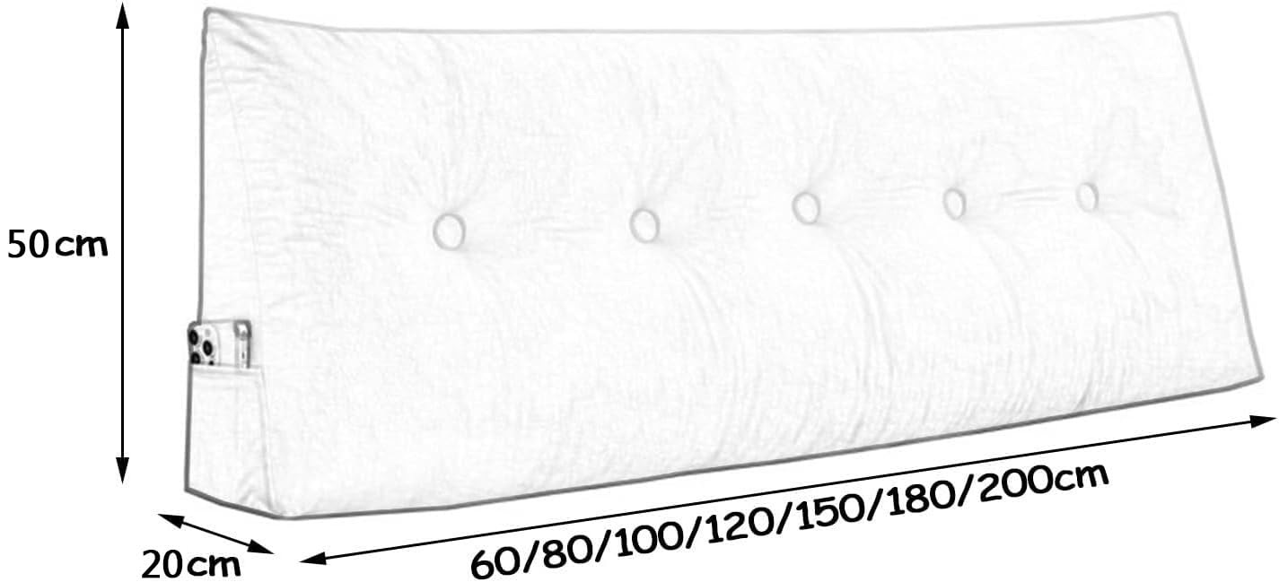 Trójkątna poduszka klinowa, do łóżka king size, bawełna i len, oparcie do pozycjonowania oparcia, 120 x 50 x 20 cm