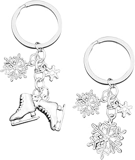 [Abaodam] 2個スケートデザインの雪の結晶型キーホルダー おしゃれなキーリ