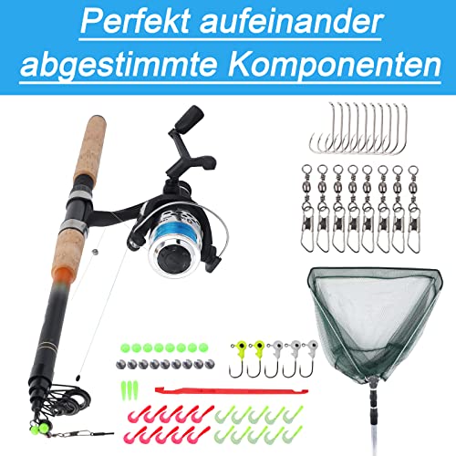 Angelset Q-Tac für Forelle und Barsch mit Kescher – Angelfertig montiert