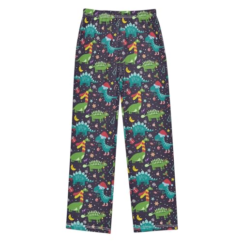 ZZXXB Christmas Dinosaur Berry Boys Long Pants Soft Trousers Elastic Waist Kids Lounge Bottoms with Pockets S-XL