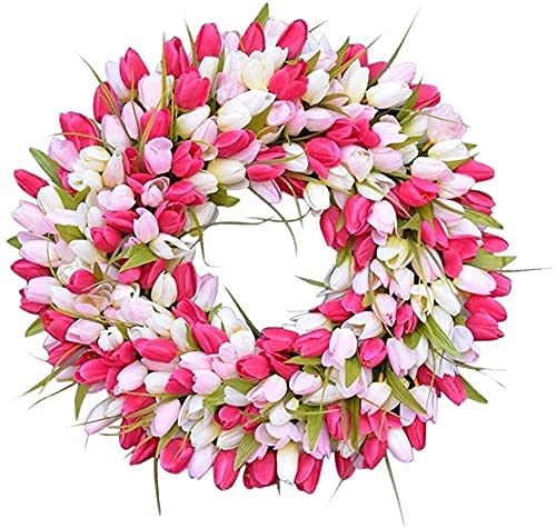 Couronne de tulipes artificielles sans entretien pour décoration de porte