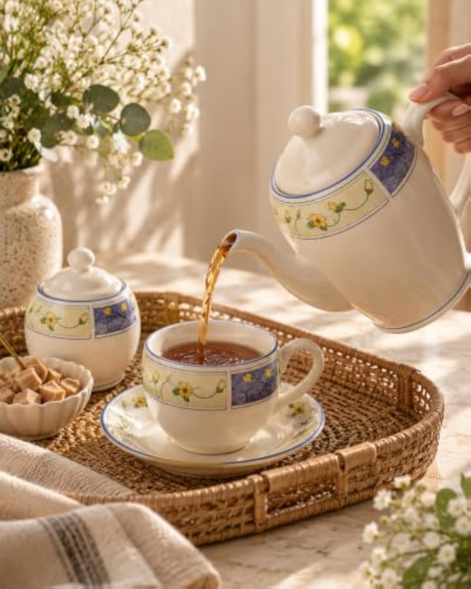 Premium Bone China Tea Set, Elegant Floral Design