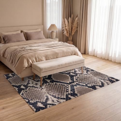 Alfombras habitación dormitorio OnlyWow tapete sala antideslizante pitón marrón 200x140 7