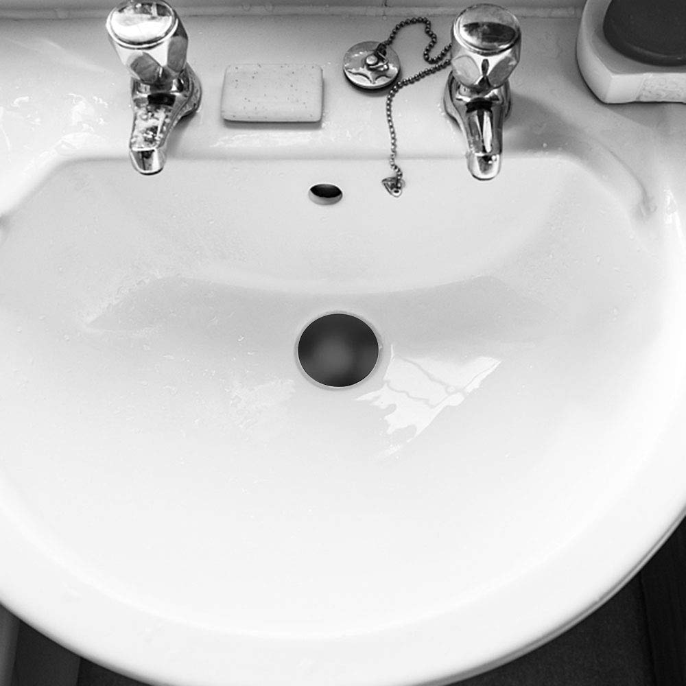 3 pz lavabo scarico scanalato pop up click clack plug con troppopieno per bagno lavandino rubinetto Frap, nero