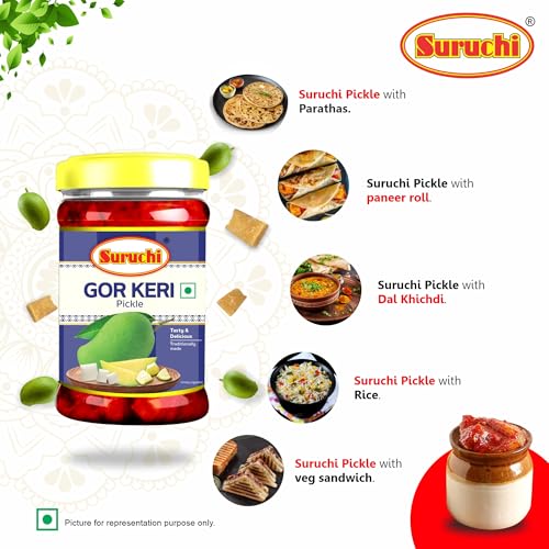Image of Suruchi Gor Keri Pickle - 100g | Meetha Aam Ka Achar | Sweet Gujarati Gor Keri Mango Chutney | Authentic Indian Mango Pickle (Pack of 1)