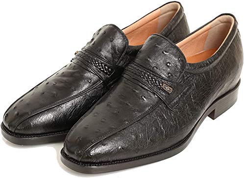 0284オーストリッチ革 ビジネスシューズ 革靴 本革 紳士靴 スワローモカ 4E ワイド No.1267 ブラック 26.5cm