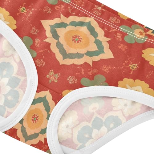 Geometric Flower Pattern Ar Daily Wear Girls' Panties Organic Underpants for Baby Girls in Sizes 2T,3T, 4T, 5T, 6Y and 8Y4