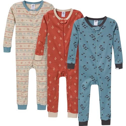 Gerber Baby-Boys 3-Pack Snug Fit Footless One-Piece Cotton Pajamas, Buffalo