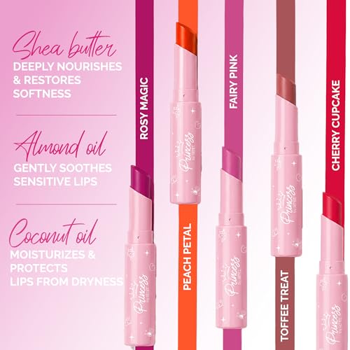 Image of Princess by RENEE Lippieland Lipstick Set Of 5 For Kids & Preteens | Creamy Texture, Subtle Shine | Buildable Pigment, With Coconut Oil & Shea Butter | Moisturizes & Nourishes Lips | 5 x 1.6g