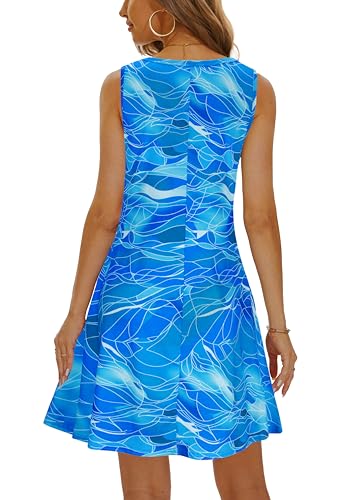 Image of Summer Dresses for Women 2026 Casual Sundresses Beach Cover Ups Sleeveless Tshirt Swing Dress with Pockets