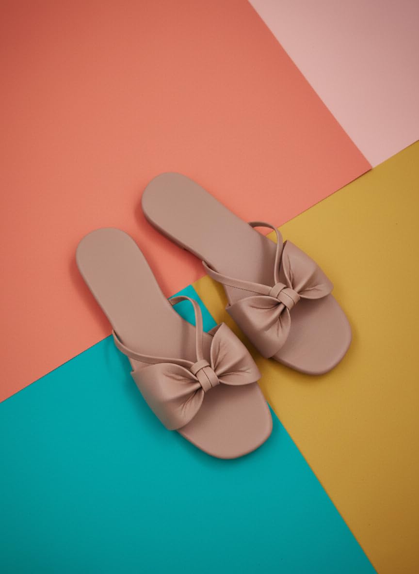 Women’s Bow Strap Casual Flat Sandals | Comfortable Slip-On Slides for Everyday Use-image-27