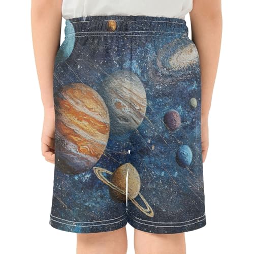 DOMIKING Galaxy Cosmic Blue Kids Shorts Pull-on Boys Shorts with Elastic Waist Casual Athletic Pants for Summer Outdoor3