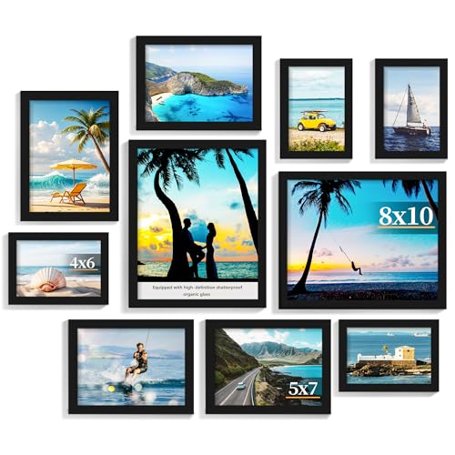 PEALSN 10 Pack Collage Picture Frames, Gallery Wall Frame Set with Two 8x10, Four 5x7, and Four 4x...