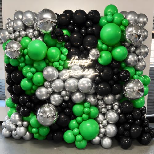 Image of Black Green Link Balloons,120Pcs 6Inch Black and Green Latex Linking Balloons for Birthday Baby Shower Wedding Anniversary Graduation Party Decorations