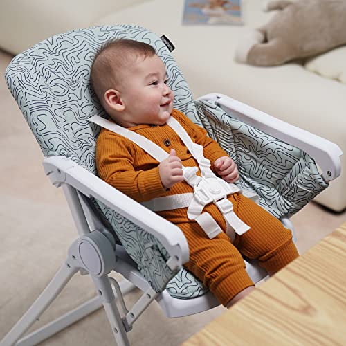 Pamo Babe Baby High Chair Foldable Highchair With Adjustable Seat, Foot-Support And Tray, Removable Open Tray Wipeable Seat Pad (Green) #TOP1