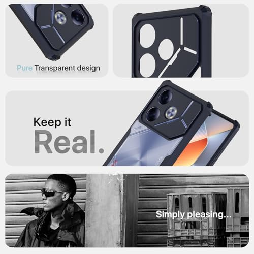 Image of Pikkme Crystal Clear Transparent Back | Ultra Hyrbid | Full Camera Protection | Raised Edge | Bumper Back Case for Tecno Pova 6 (Blue)