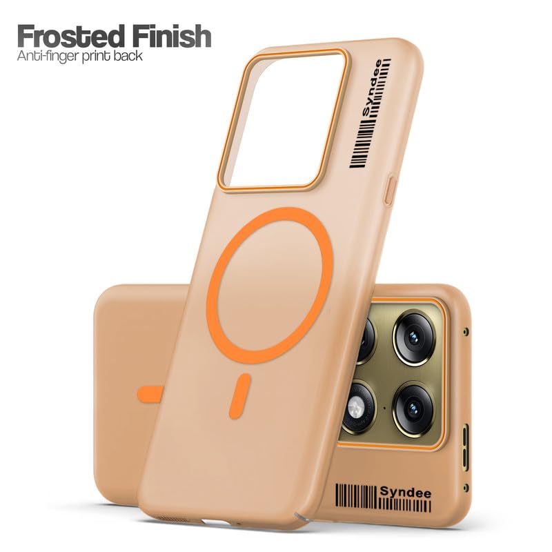 Image of Mr. Case Back Cover for Motorola Signature Sleek Frosted Translucent Back with Wireless Charging Support | Anti-Scratch Shockproof Phone Case - Orange