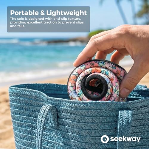 Image of SEEKWAY Water Shoes Women Men Adult Quick-Dry Aqua Socks Barefoot Non Slip for Beach Swim River Pool Lake surf Black SK002(U)