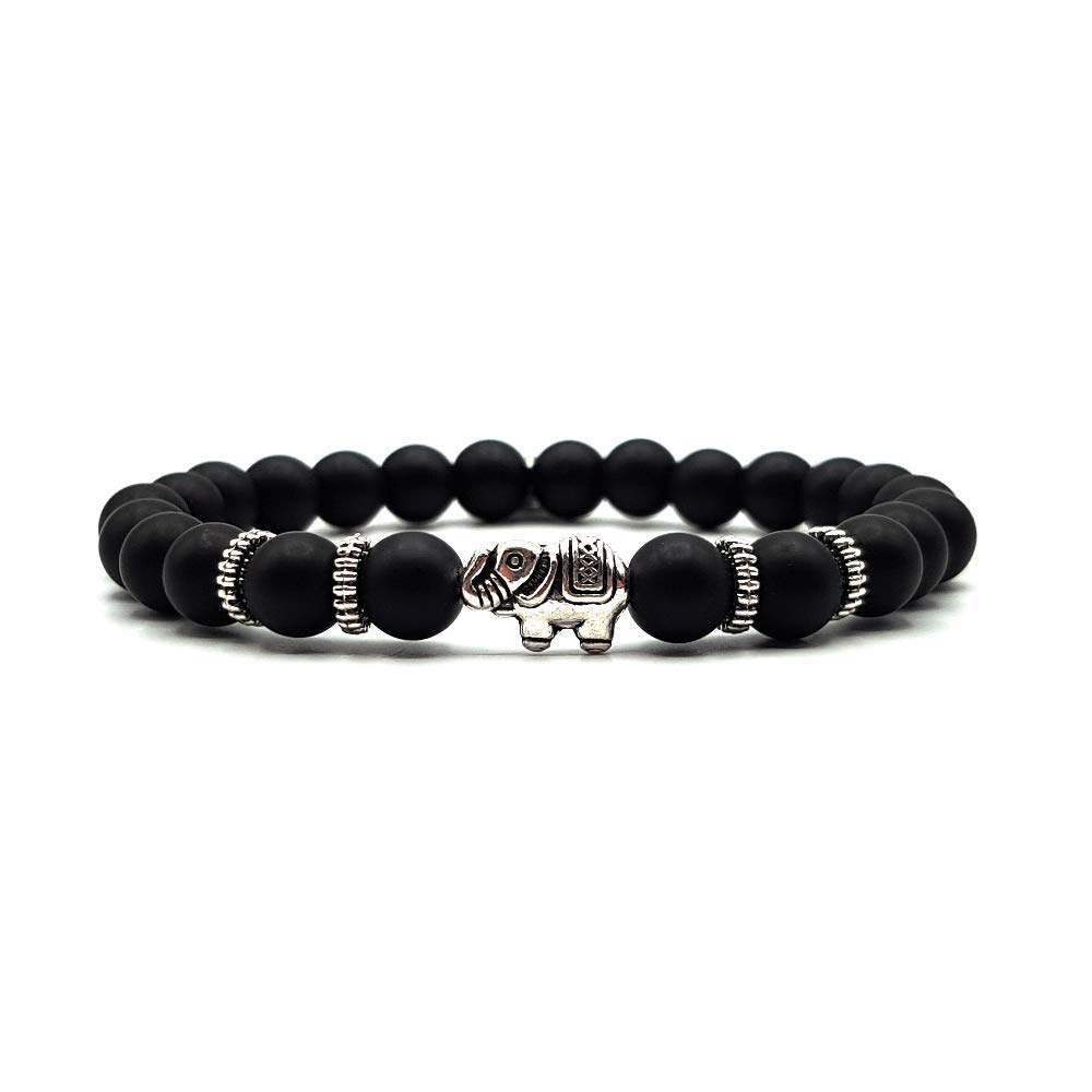 KARDINAL.WEIST natural onyx stone beaded bracelet with animal bead, chakra jewelry for men and women, yoga bracelet (turtle)