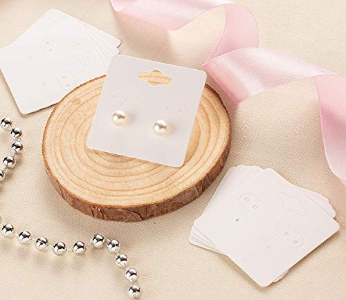 Image of The Display Guys Pack of 100 pcs 2x2 inch inch (5x5 cm) White Paper Necklace Earrings Display Hanging Cards for Jewelry Accessory Display