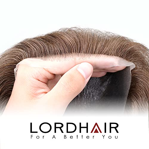 Lordhair 100% Human Hair Indian Hair 0.08mm Super Thin Skin Skin Hair Replacement System Color #4ASH Toupee - Image 4