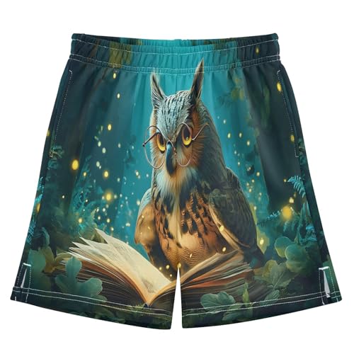 Mysterious Owl Forest Boys' Shorts Summer Cotton Adjust Pocket Boys Shorts Size 8 Years Multicolor