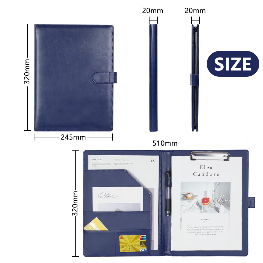 OFFCUP A4 Conference Folder, Leather Portfolio Folder, Multifunctional Foldover Document Resume File - Image 2