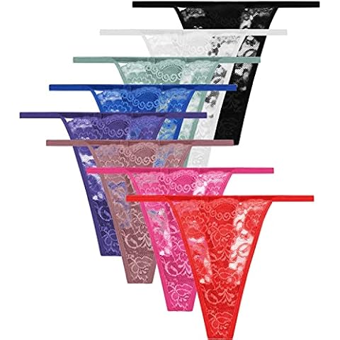 ETAOLINE 8 Pack Thongs for Women Lace Panties Stretch T-back Tangas Underwear, 8 Pack, XX-Large Cover