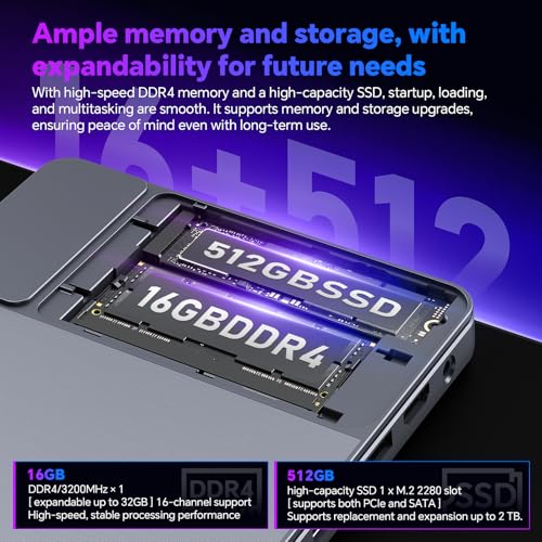 Image of Mini PC 5.7 inch Touchscreen Handheld Computer, N95 up to 3.4GHz, 16GB RAM 512GB SSD, Win 11, Backlit Keyboard, WiFi6 BT5.2, Dual Type-C, HDMI 2.1 DP, Small Portable PC