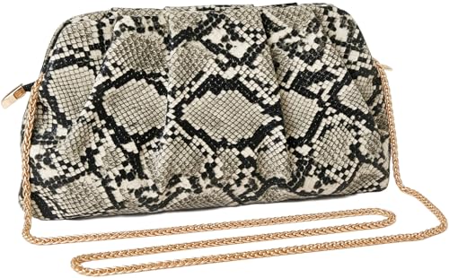 Image of Evening Bag for Women Ruched Clutch Purse Detachable Metal Chain Crossbody Bag