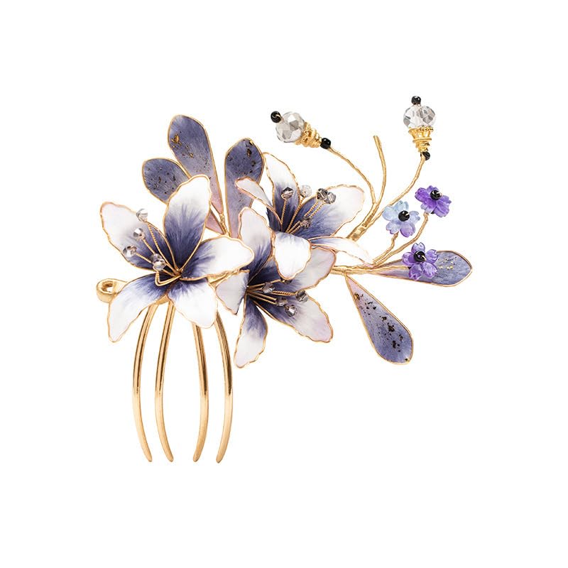 China's Intangible Cultural Heritage Velvet Flower Hair Comb Handmade Velvet Hair Comb for Women Silk Hair Comb Noble And Elegant Headwear Side Comb Suitable For Any Occasion