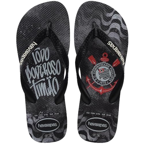 Chinelo Havaianas Licenciado, Top Corinthians 37/8 Preto, Havaianas